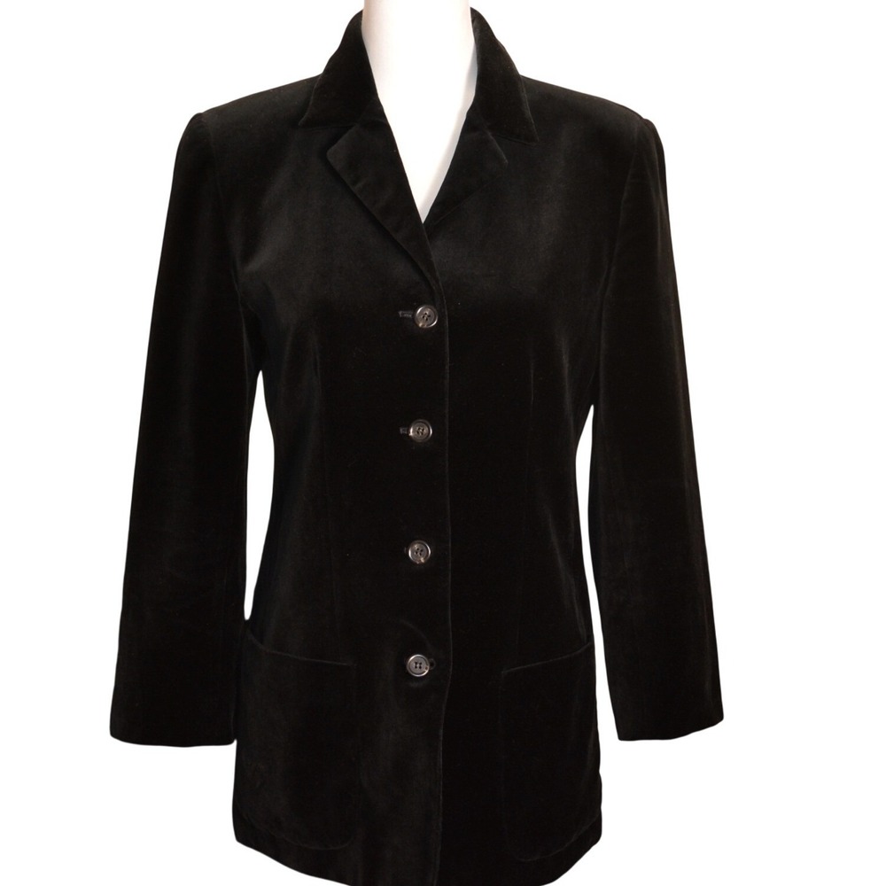 J.Crew Retro Everyday Winter Black Cotton Velvet Four Button Blazer Jacket 6